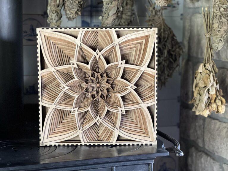 Mandala wanddecoratie van 14 lagen hout, handgemaakt en uniek