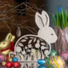 Botanische Houten Konijn - Laser Gesneden 6-Laags Decoratie