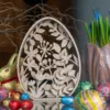 Botanische Houten Paasei - Laser Gesneden 6-Laags Decoratie