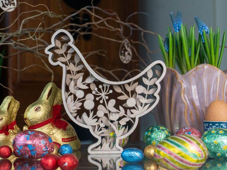 Botanische Houten kip - Laser Gesneden 6-Laags Decoratie