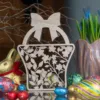 Houten Paasmandje met Strikje - Laser Gesneden 6-Laags Decoratie