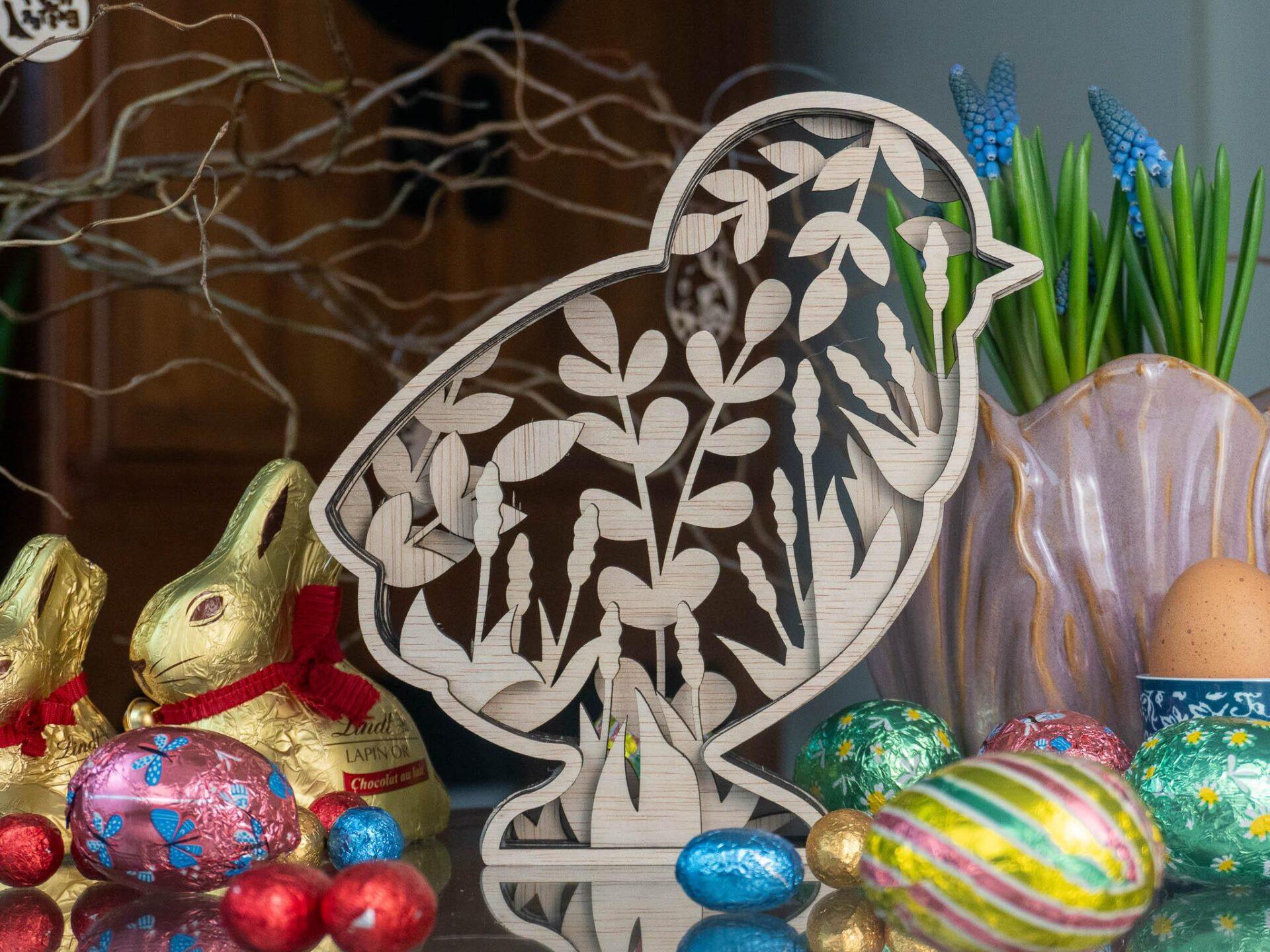Botanisch Houten Kuikentje - Laser Gesneden 6-Laags Decoratie