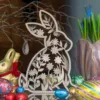 Botanische Houten Konijn - Laser Gesneden 6-Laags Decoratie