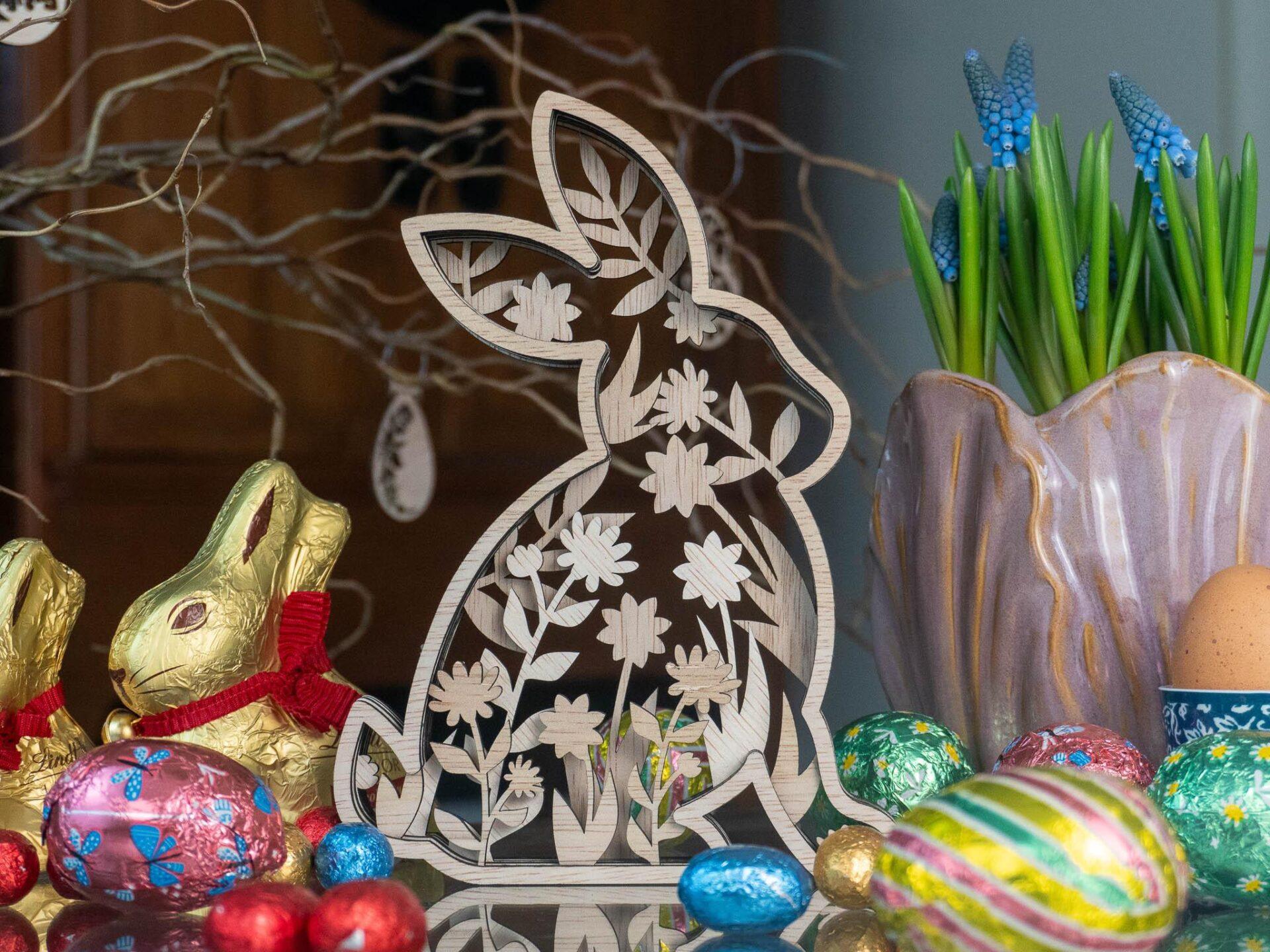 Botanische Houten Konijn - Laser Gesneden 6-Laags Decoratie