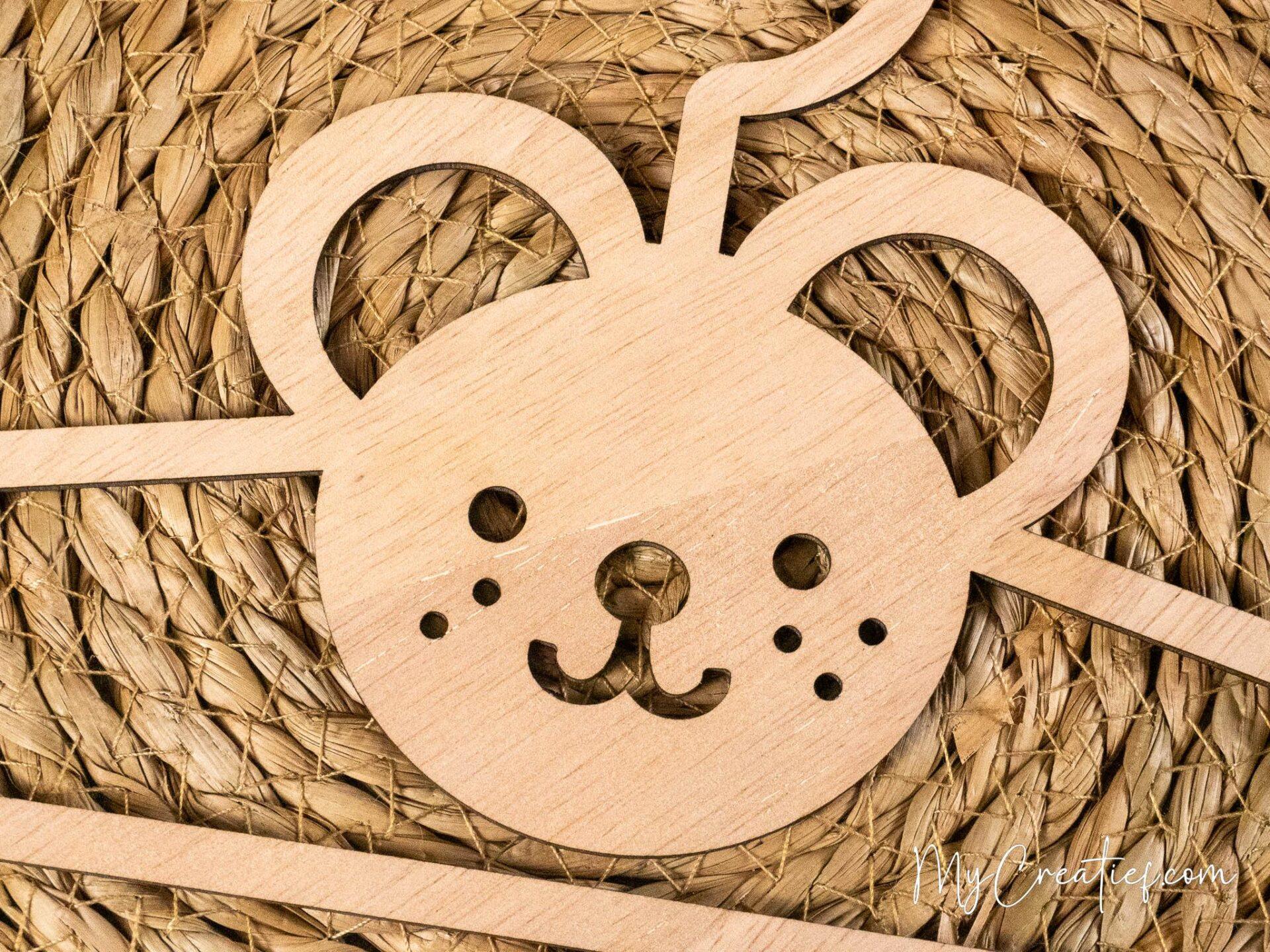 Muis, Houten babykledinghanger - Afbeelding 2