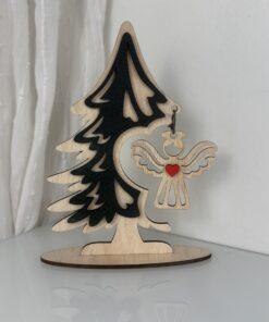 Houten kerstboompje met ster – minimalistisch gepersonaliseerd kerstcadeau van FSC-hout