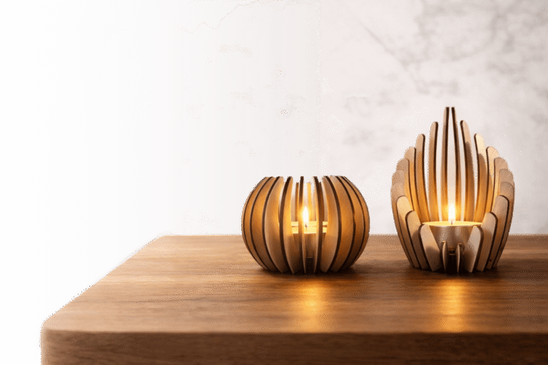 Moederdag cadeau hout: handgemaakte houten kaarsenhouders van MyCreatief